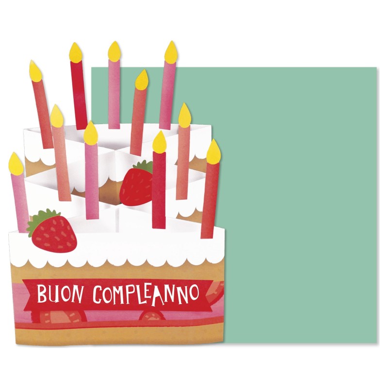 Cromo biglietto d'auguri pop up 3D Pop It Up torta, busta verde acqua 19x19 cm – UP10022 Cromo biglietto d'auguri pop up 3D Pop It Up torta, busta verde acqua 19x19 cm – UP10022