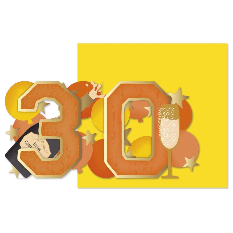 Cromo biglietto d'auguri pop up 3D Pop It Up 30, busta gialla 17x23 cm – UP10026 Cromo biglietto d'auguri pop up 3D Pop It Up 30, busta gialla 17x23 cm – UP10026
