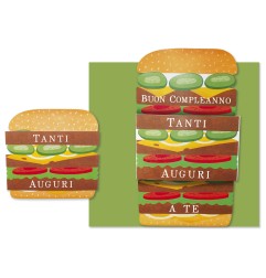 Cromo biglietto d'auguri pop up 3D Pop It Up Hamburger, busta verde 19x19 cm – UP10018