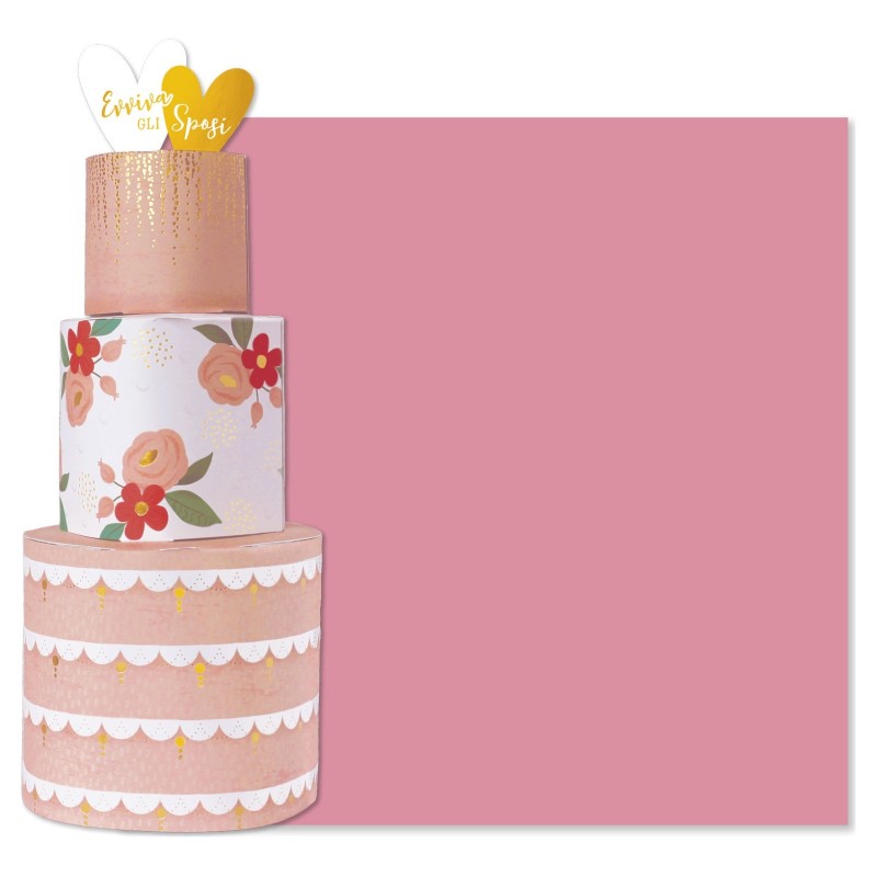 Cromo biglietto d'auguri pop up 3D Pop It Up Wedding cake, busta rosa 19x19 cm – UP10028 Cromo biglietto d'auguri pop up 3D Pop It Up Wedding cake, busta rosa 19x19 cm – UP10028