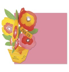 Cromo biglietto d'auguri pop up 3D Pop It Up Fiori, busta rosa 19x19 cm – UP10035