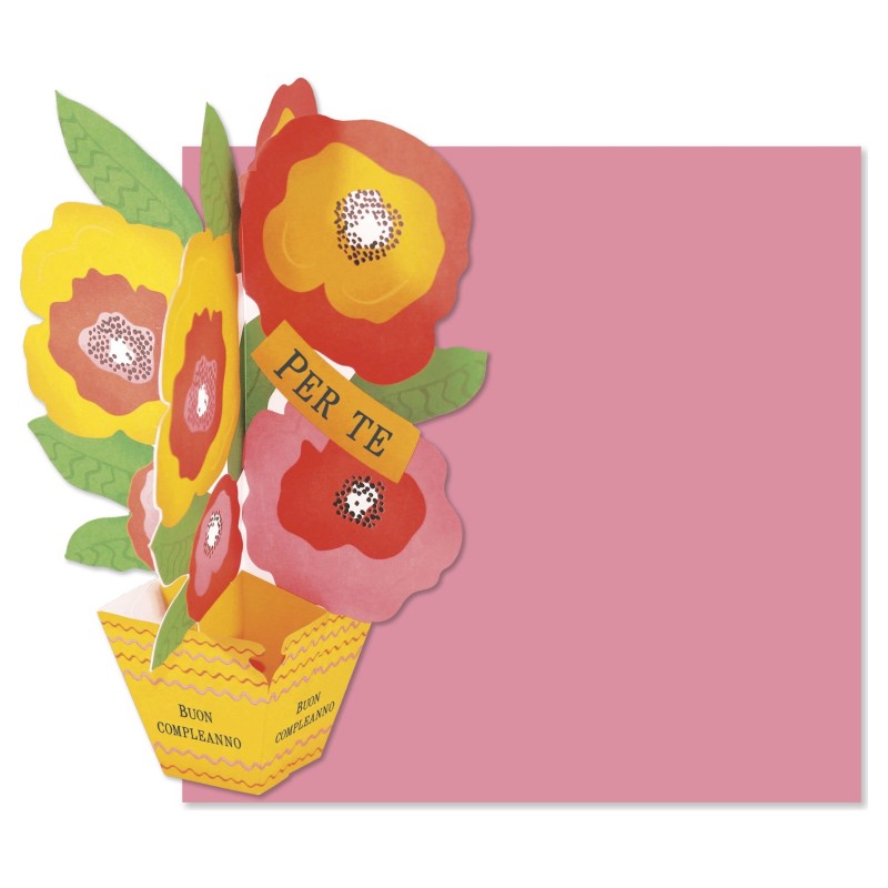 Cromo biglietto d'auguri pop up 3D Pop It Up Fiori, busta rosa 19x19 cm – UP10035 Cromo biglietto d'auguri pop up 3D Pop It Up Fiori, busta rosa 19x19 cm – UP10035