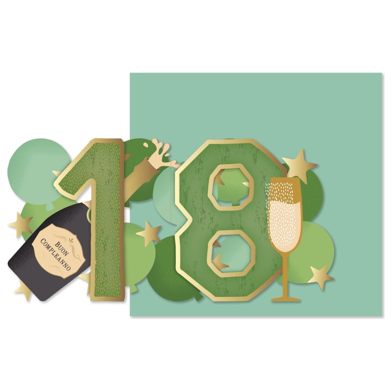 Cromo biglietto d'auguri pop up 3D Pop It Up 18, busta verde acqua 17x23 cm – UP10025