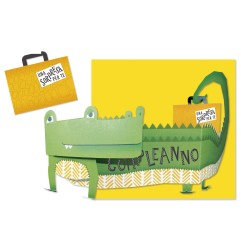 Cromo biglietto d'auguri pop up 3D Pop It Up Coccodrillo, busta gialla 19x19 cm – UP10023