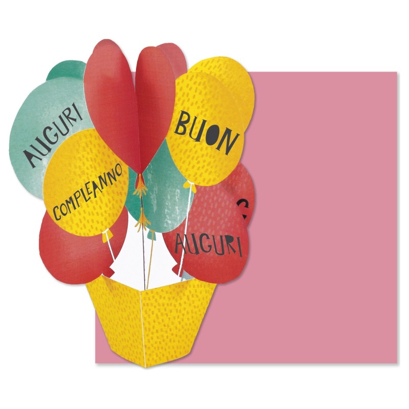 Cromo biglietto d'auguri pop up 3D Pop It Up Palloncini, busta verde acqua 19x19 cm – UP10032 Cromo biglietto d'auguri pop up 3D Pop It Up Palloncini, busta verde acqua 19x19 cm – UP10032