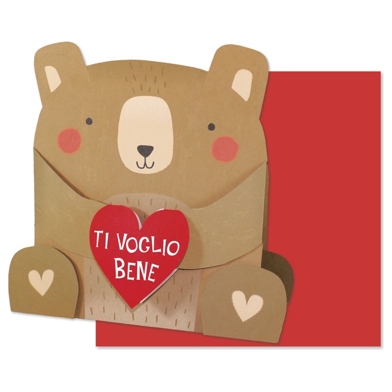 Cromo biglietto d'auguri pop up 3D Pop It Up Orsetto, busta rossa 19x19 cm – UP10037 Cromo biglietto d'auguri pop up 3D Pop It Up Orsetto, busta rossa 19x19 cm – UP10037