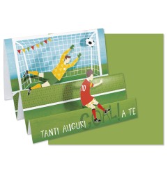 Cromo biglietto d'auguri pop up 3D Pop It Up Calcio, busta verde 19x19 cm – UP10030