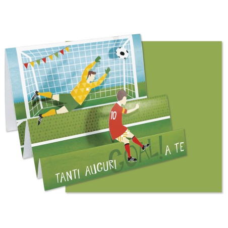 Cromo biglietto d'auguri pop up 3D Pop It Up Calcio, busta verde 19x19 cm – UP10030