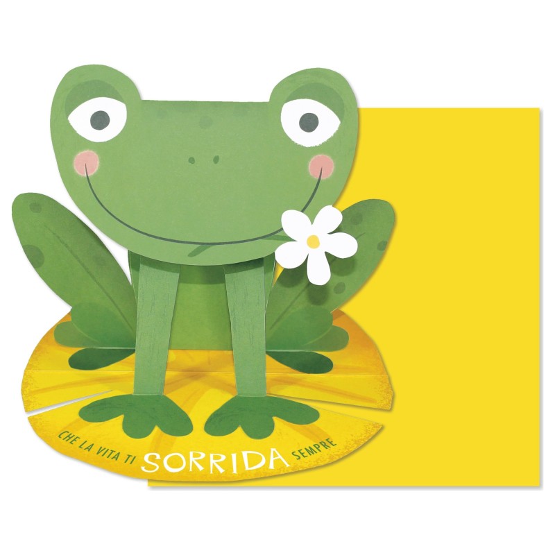 Cromo biglietto d'auguri pop up 3D Pop It Up Rana, busta gialla 19x19 cm – UP10036 Cromo biglietto d'auguri pop up 3D Pop It Up Rana, busta gialla 19x19 cm – UP10036