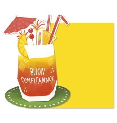 Cromo biglietto d'auguri pop up 3D Pop It Up Cocktail, busta gialla 19x19 cm – UP10034
