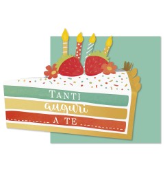 Cromo biglietto d'auguri pop up 3D Pop It Up torta, busta verde acqua 19x19 cm – UP10019