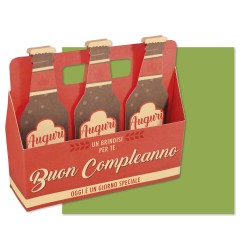 Cromo biglietto d'auguri pop up 3D Pop It Up Birra, busta verde 19x19 cm – UP10021