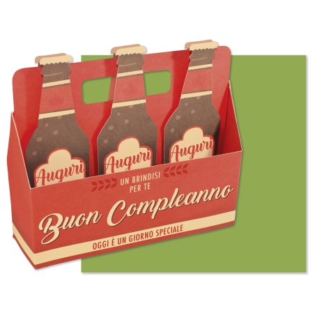 Cromo biglietto d'auguri pop up 3D Pop It Up Birra, busta verde 19x19 cm – UP10021