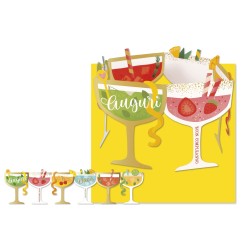 Cromo biglietto d'auguri pop up 3D Pop It Up Cocktail, busta gialla 19x19 cm – UP10033