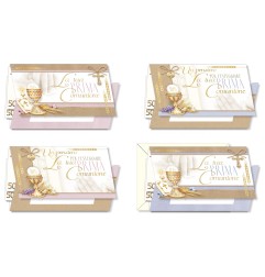 Cromo biglietti portasoldi Comunione, 12 pezzi in 4 soggetti – CO8899