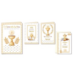 Cromo biglietti d'auguri Comunione, 12 pezzi in 4 soggetti – CO9786