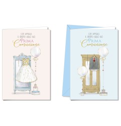 Cromo biglietti d'auguri Comunione, 12 pezzi in 2 soggetti – CO8897