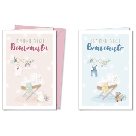 Cromo biglietti d'auguri Nascita, 12 pezzi in 2 soggetti – NA8939