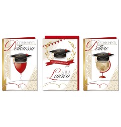 Cromo biglietti d'auguri Laurea, 12 pezzi in 3 soggetti – LA9882