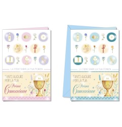 Cromo biglietti d'auguri Comunione, 12 pezzi in 2 soggetti – CO9781