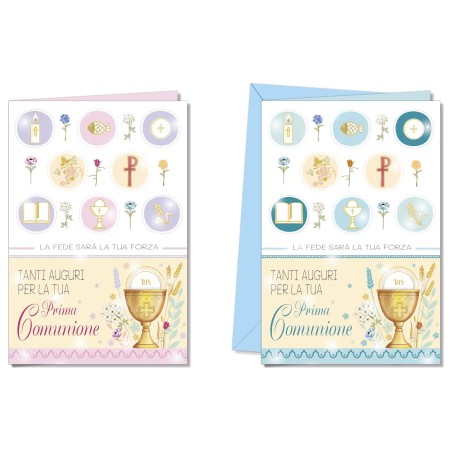 Cromo biglietti d'auguri Comunione, 12 pezzi in 2 soggetti – CO9781
