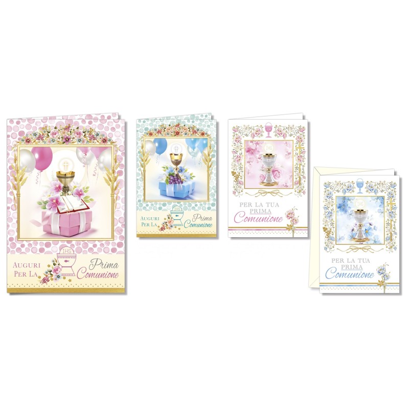 Cromo biglietti d'auguri Comunione, 12 pezzi in 4 soggetti – CO9783 Cromo biglietti d'auguri Comunione, 12 pezzi in 4 soggetti – CO9783