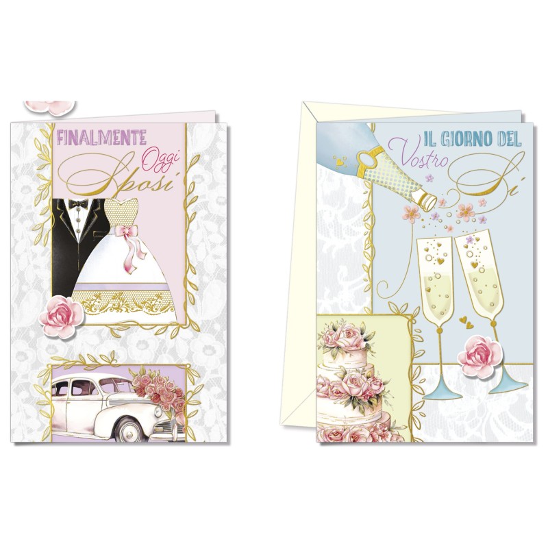 Cromo biglietti d'auguri Nozze, 12 pezzi in 2 soggetti – NO9905 Cromo biglietti d'auguri Nozze, 12 pezzi in 2 soggetti – NO9905
