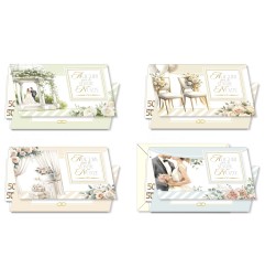 Cromo biglietti portasoldi Nozze, sposi e rose ad acquerello, 12 pezzi in 4 soggetti – NO9918