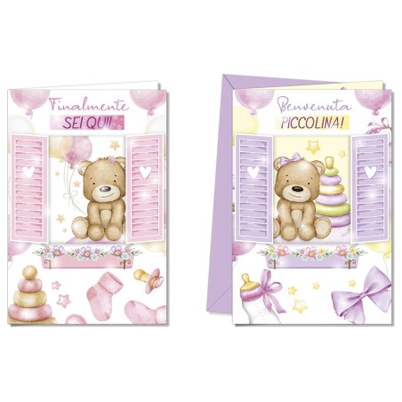 Cromo biglietti d'auguri Nascita lei, 12 pezzi in 2 soggetti – NA8944