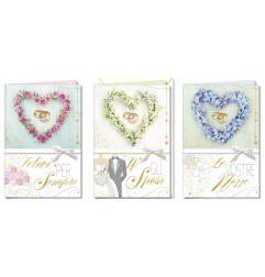 Cromo biglietti d'auguri Nozze fiori fotografico, 12 pezzi in 3 soggetti – NO8953