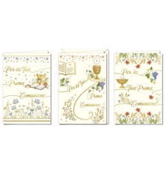 Cromo biglietti d'auguri Comunione, 12 pezzi in 3 soggetti – CO9782
