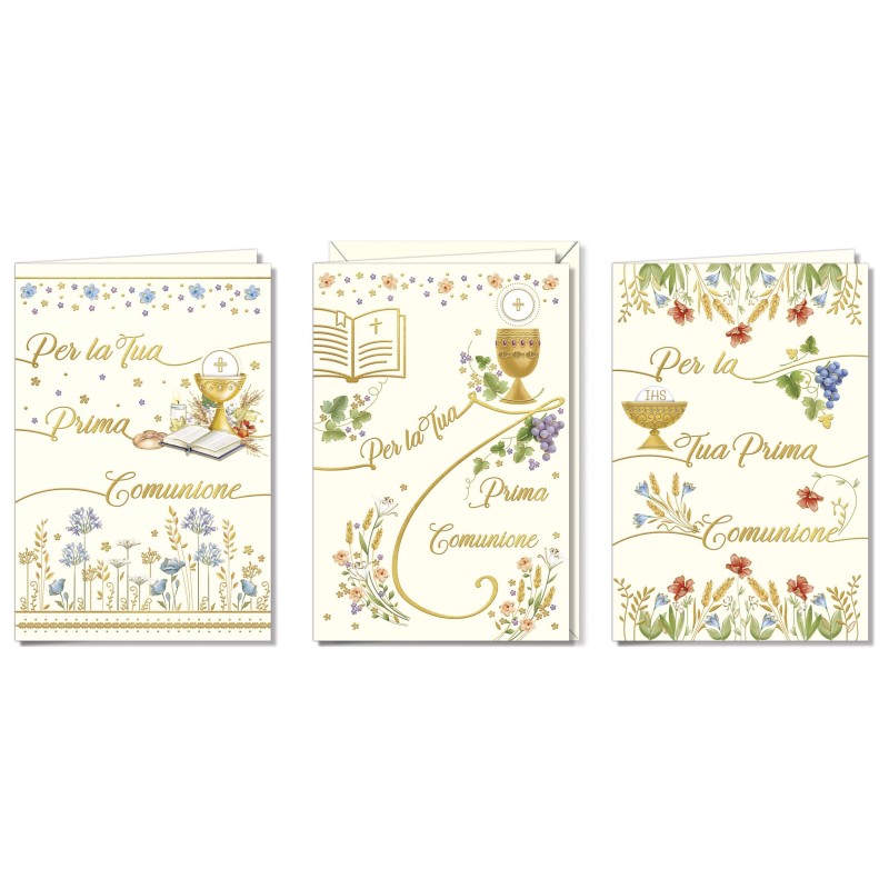 Cromo biglietti d'auguri Comunione, 12 pezzi in 3 soggetti – CO9782 Cromo biglietti d'auguri Comunione, 12 pezzi in 3 soggetti – CO9782