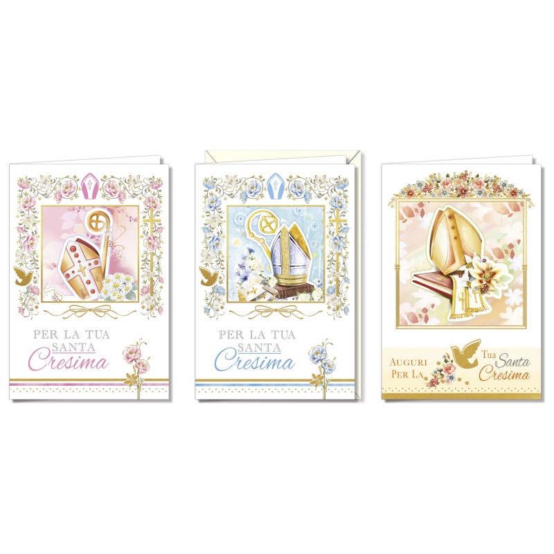 Cromo biglietti d'auguri Cresima, 12 pezzi in 3 soggetti – CR9798 Cromo biglietti d'auguri Cresima, 12 pezzi in 3 soggetti – CR9798