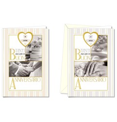 Cromo biglietti d'auguri Anniversario rotella, fotografie in bianco e nero, 12 pezzi in 2 soggetti – AN9902