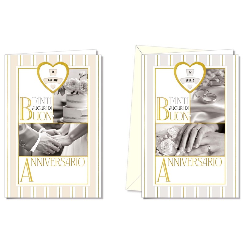 Cromo biglietti d'auguri Anniversario rotella, fotografie in bianco e nero, 12 pezzi in 2 soggetti – AN9902 Cromo biglietti d'auguri Anniversario rotella, fotografie in bianco e nero, 12 pezzi in 2 soggetti – AN9902