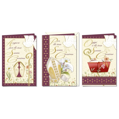 Cromo biglietti d'auguri Cresima, 12 pezzi in 3 soggetti – CR8917