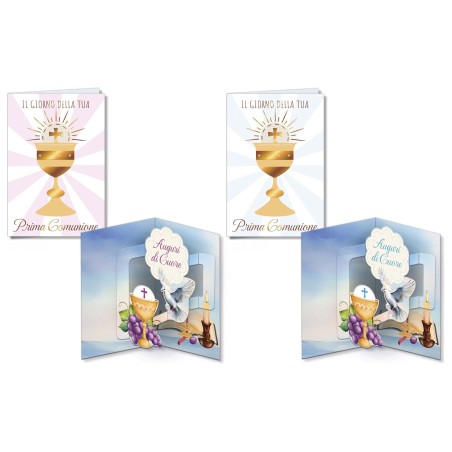 Cromo biglietti d'auguri Comunione, 12 pezzi in 2 soggetti – CO9778