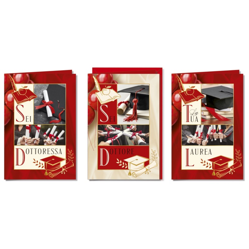 Cromo biglietti d'auguri Laurea, 12 pezzi in 3 soggetti – LA9885 Cromo biglietti d'auguri Laurea, 12 pezzi in 3 soggetti – LA9885
