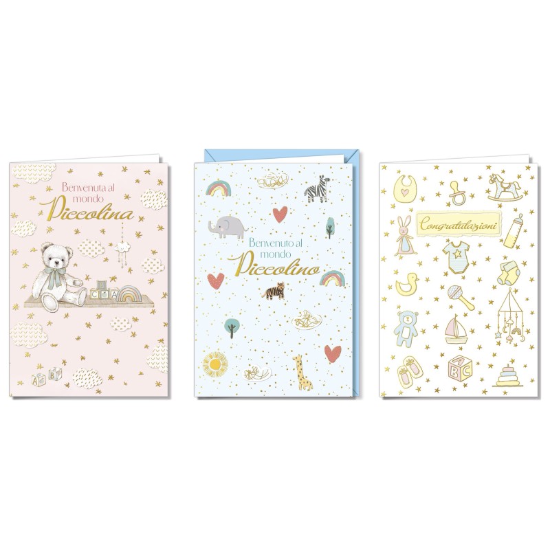 Cromo biglietti d'auguri Nascita, 12 pezzi in 3 soggetti – NA9922 Cromo biglietti d'auguri Nascita, 12 pezzi in 3 soggetti – NA9922