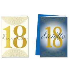 Cromo biglietti d'auguri 18 anni, 12 pezzi in 2 soggetti – NU9000