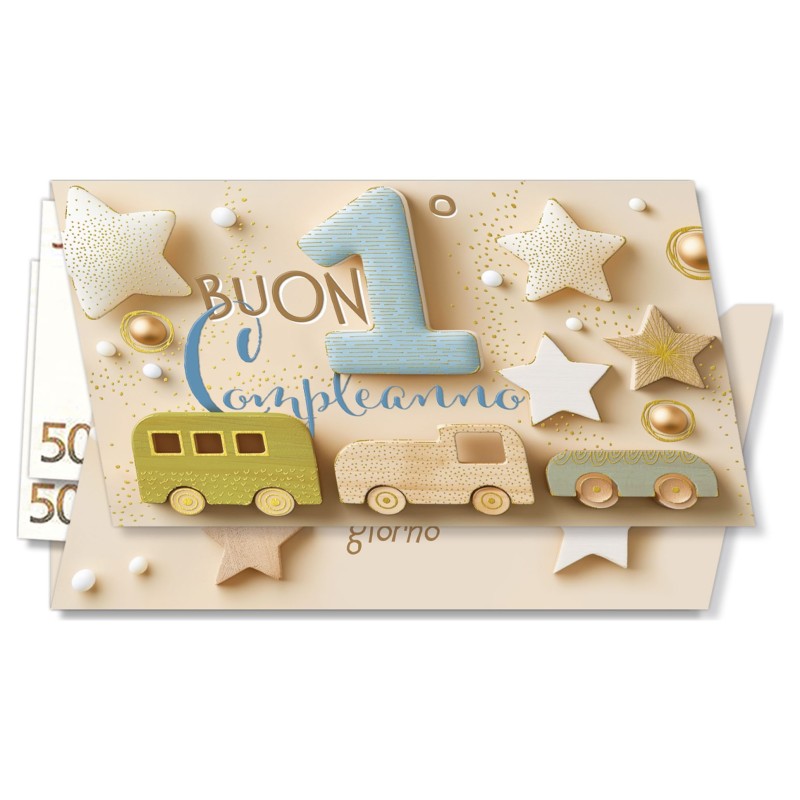 Cromo biglietti portasoldi Numero 1 azzurro, stelle e macchinine di legno, 6 pezzi – NU10060 Cromo biglietti portasoldi Numero 1 azzurro, stelle e macchinine di legno, 6 pezzi – NU10060