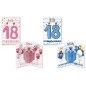Cromo biglietti d'auguri 18 anni Pop Up, candeline e pacchi regalo, 12 pezzi in 2 soggetti – NU10718