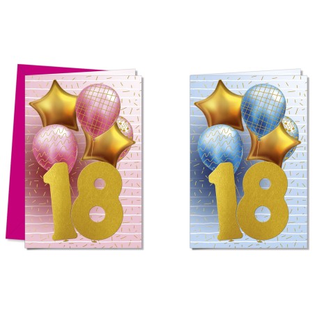 Cromo biglietti d'auguri 18 anni, 12 pezzi in 2 soggetti – NU9842
