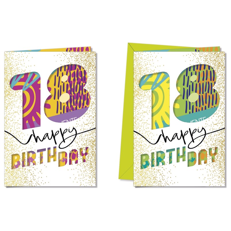 Cromo biglietti d'auguri 18 anni, 12 pezzi in 2 soggetti – NU9839 Cromo biglietti d'auguri 18 anni, 12 pezzi in 2 soggetti – NU9839