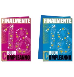 Cromo biglietti d'auguri 18 anni, 12 pezzi in 2 soggetti – NU9844