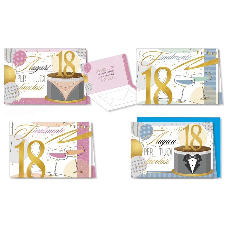 Cromo biglietti portasoldi 18 anni bustina, 12 pezzi in 4 soggetti – NU8998 Cromo biglietti portasoldi 18 anni bustina, 12 pezzi in 4 soggetti – NU8998