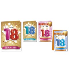 Cromo biglietti d'auguri 18 anni, 12 pezzi in 4 soggetti – NU9845