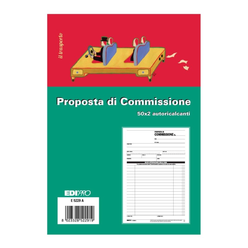 Blocco copia commissione 50x2 autoricalcante 23x15 (50 moduli in 2 copie) Edipro - E5229A