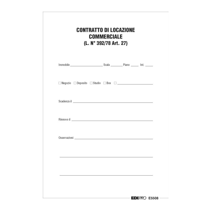 Contratto affitto commerciale e box Edipro - E5508