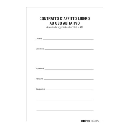 Contratto locazione uso abitazione libero Edipro - E5513N